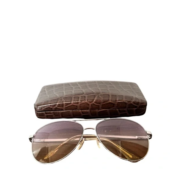 Aviator Sunglasses with Brown Croc Hard Case - Pink Gradient Lenses - Picture 2 of 6